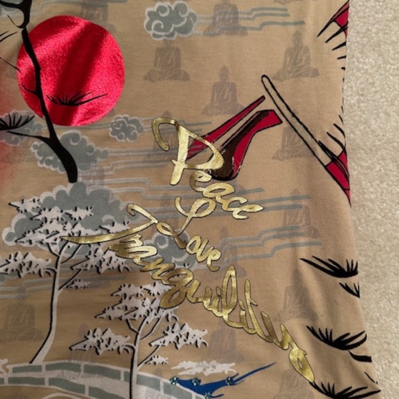 WOMEN'S BEAUTIFUL MULTI COLORED TEE  TOP WITH SEQUINS BY TAU,  SIZE: LARGE - Picture 6 of 12